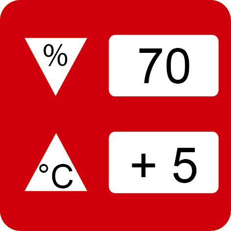 Ne pas appliquer en dessous de +5° C/plus de 70% Hr